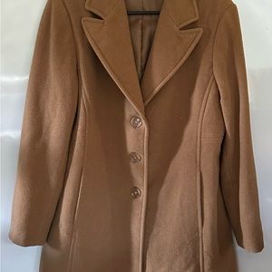 LARRY LEVINE WOOL COAT, BROWN, SIZE 14